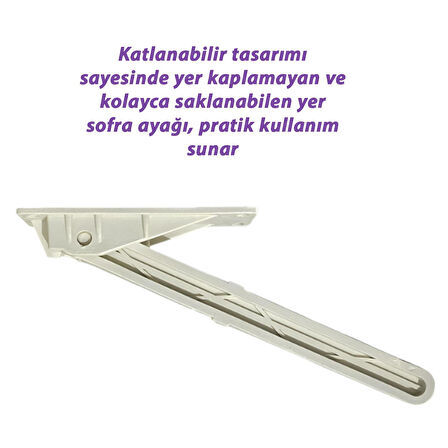 4 Adet Katlanabilir Beyaz Yer Sofra Ayağı Katlanır Yer Sofrası Sini Altı Plastik Ayak 22 Cm