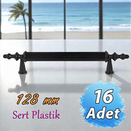 16 Adet Sert Plastik Polavit Siyah 128 Mm  Mobilya Mutfak Çekmece Dolap Dolabı Kulpu Kulbu Kulpları