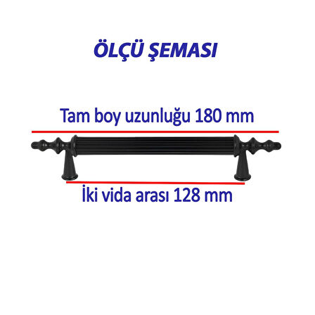 16 Adet Sert Plastik Polavit Siyah 128 Mm  Mobilya Mutfak Çekmece Dolap Dolabı Kulpu Kulbu Kulpları