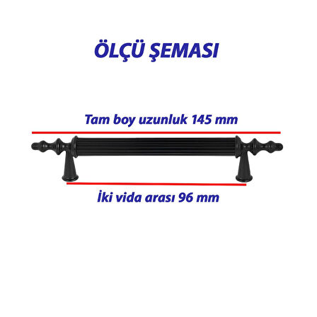 8 Adet Sert Plastik Polavit Siyah 96 Mm  Mobilya Mutfak Çekmece Dolap Dolabı Kulpu Kulbu Kulpları