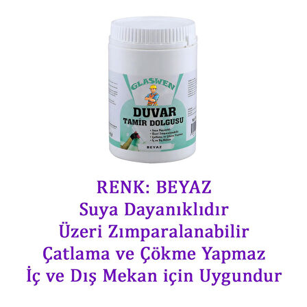 (1 KG) Duvar Tamir Dolgusu  Macunu Zemin Alçı Sıva Çatlak Onarıcı Giderici Derin Boşluk Doldurucu 