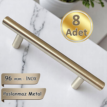 8 Adet Boy Kulp İnox 96 mm Kulp Mobilya Mutfak Dolabı Çekmece Dolap Kapak Kulpu Kulbu Metal Kulpları