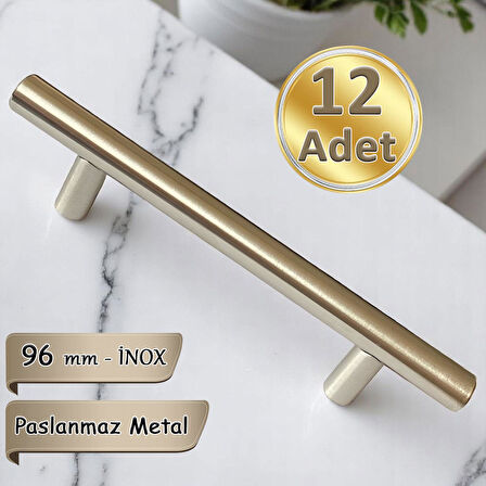 12 Adet Boy Kulp İnox 96 mm Kulp Mobilya Mutfak Dolabı Çekmece Dolap Kapak Kulpu Kulbu Metal Kulpları