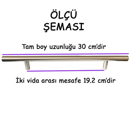 12 Adet Boy Kulp İnox 192 mm Kulp Mobilya Mutfak Dolabı Çekmece Dolap Kapak Kulpu Kulbu Metal Kulpları