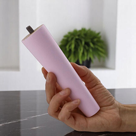 4 Adet Ahşap Ayak 15 Cm Açık Pembe M8 Civatalı Bağlantı Aparatlı Dolap Mobilya Koltuk Kanepe Destek Ayağı Ayakları