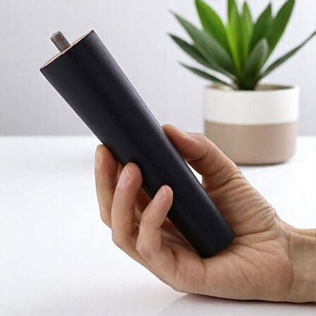 4 Adet Ahşap Ayak 15 Cm Siyah M8 Civatalı Bağlantı Aparatlı Dolap Mobilya Koltuk Kanepe Destek Ayağı Ayakları