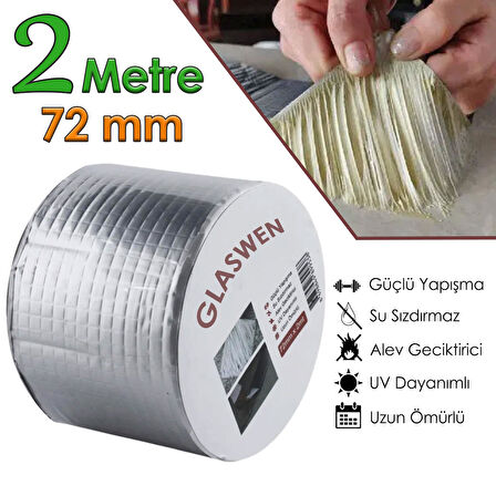 Çatı İzolasyon Bandı 72 mm X 2 MT Su Sızdırmazlık Geçirmez Delik Yalıtım Çamur Boru Sakız Tamir Bant