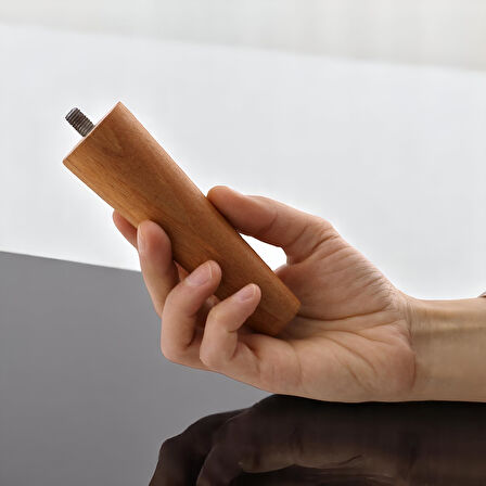 8 Adet Ahşap Ayak 12 Cm Açık Meşe M8 Civatalı Bağlantı Aparatlı Dolap Mobilya Koltuk Kanepe Destek Ayağı Ayakları