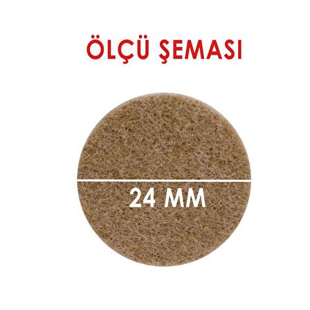 Yapışkanlı Yuvarlak Keçe Masa Sandalye Parke Zemin Ayak Koruyucu Kaydırmaz Keçesi 24 mm (33'LÜ PAKET)