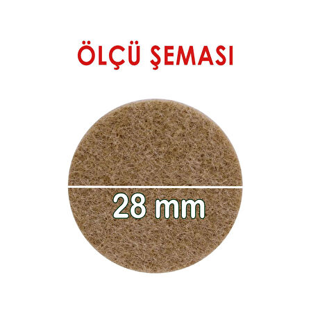 Yapışkanlı Yuvarlak Keçe Masa Sandalye Parke Zemin Ayak Koruyucu Kaydırmaz Keçesi 28 mm (28'Lİ PAKET)