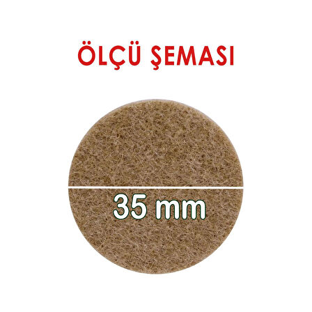 Yapışkanlı Yuvarlak Keçe Masa Sandalye Parke Zemin Ayak Koruyucu Kaydırmaz Keçesi 35 mm (18'Lİ PAKET)