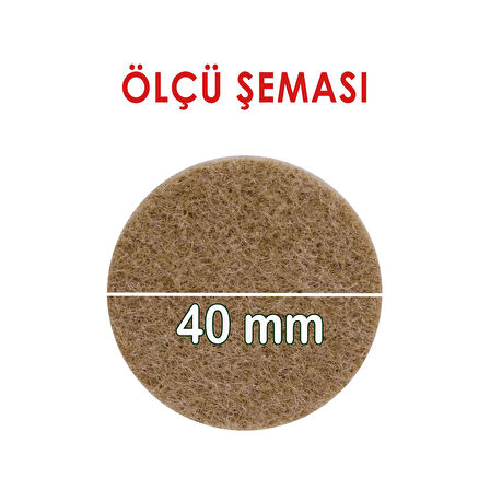 Yapışkanlı Yuvarlak Keçe Masa Sandalye Parke Zemin Ayak Koruyucu Kaydırmaz Keçesi 40 mm (12'Lİ PAKET)