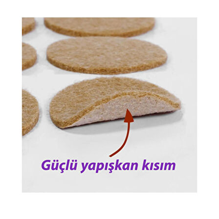 Yapışkanlı Yuvarlak Keçe Masa Sandalye Parke Zemin Ayak Koruyucu Kaydırmaz Keçesi 40 mm (12'Lİ PAKET)
