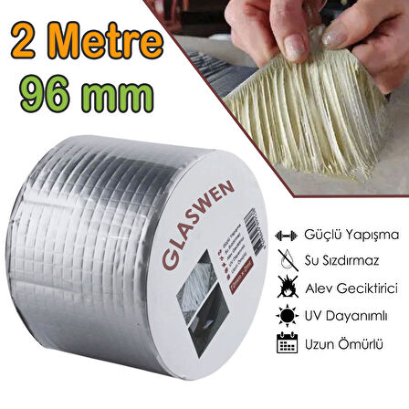 Çatı İzolasyon Bandı 96 mm X 2 MT Su Sızdırmazlık Geçirmez Delik Yalıtım Çamur Boru Sakız Tamir Bant