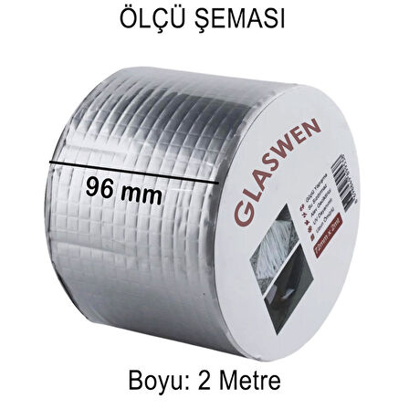 Çatı İzolasyon Bandı 96 mm X 2 MT Su Sızdırmazlık Geçirmez Delik Yalıtım Çamur Boru Sakız Tamir Bant