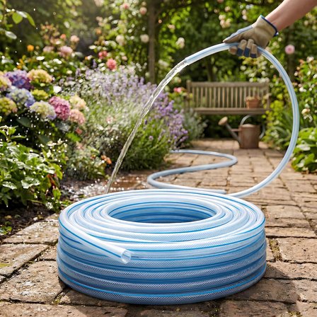 Örgülü Şeffaf Bahçe Hortumu 30 Metre Dayanıklı 3 Katlı Sağlam Çeşme Su Sulama Yıkama Hortum 12.5 mm 1/2"