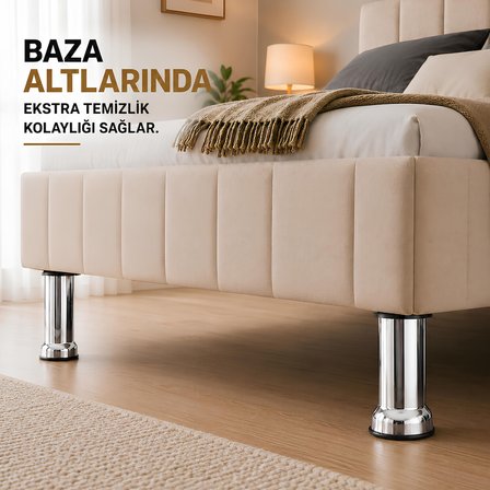 18 Adet Metal Destek Ayağı 10 Cm Krom Mobilya Kanepe Baza Koltuk Ünite Ayakları Metrik 8 Civatalı İnce Diş