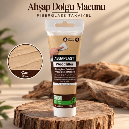 Ahşap Tamir Macunu ÇAM Parke Mobilya Masa Dolgu Çatlak Çizik Giderici Fiberglas 125 ML