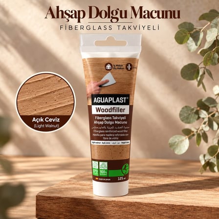 Ahşap Tamir Macunu AÇIK CEVİZ Parke Mobilya Masa Dolgu Çatlak Çizik Giderici Fiberglas 125 ML