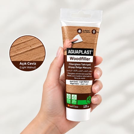 Ahşap Tamir Macunu AÇIK CEVİZ Parke Mobilya Masa Dolgu Çatlak Çizik Giderici Fiberglas 125 ML