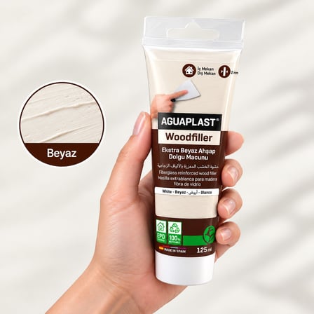 Ahşap Tamir Macunu BEYAZ Parke Mobilya Masa Dolgu Çatlak Çizik Giderici Fiberglas 125 ML