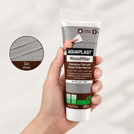 Ahşap Tamir Macunu GRİ Parke Mobilya Masa Dolgu Çatlak Çizik Giderici Fiberglas 125 ML