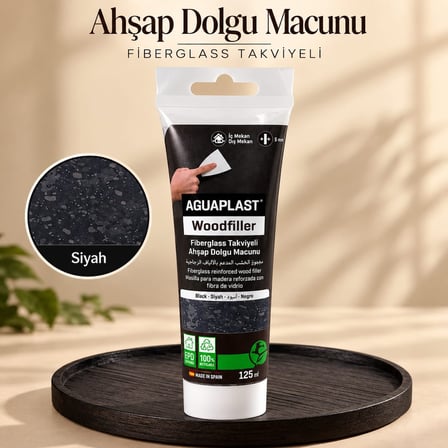 Ahşap Tamir Macunu SİYAH Parke Mobilya Masa Dolgu Çatlak Çizik Giderici Fiberglas 125 ML