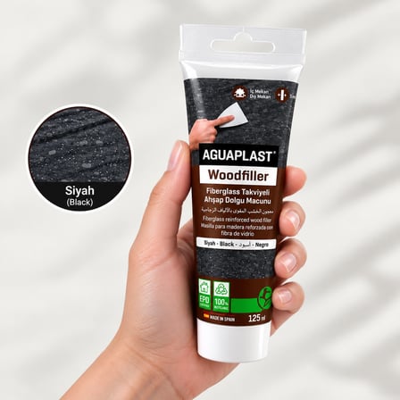 Ahşap Tamir Macunu SİYAH Parke Mobilya Masa Dolgu Çatlak Çizik Giderici Fiberglas 125 ML