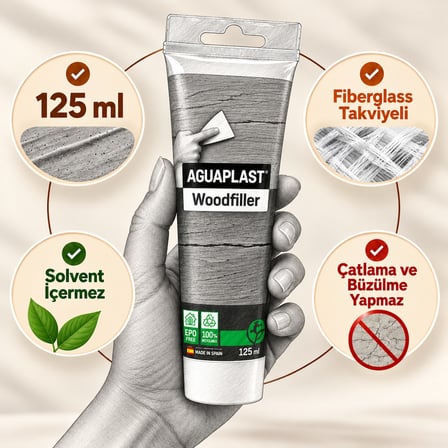 Ahşap Tamir Macunu SİYAH Parke Mobilya Masa Dolgu Çatlak Çizik Giderici Fiberglas 125 ML