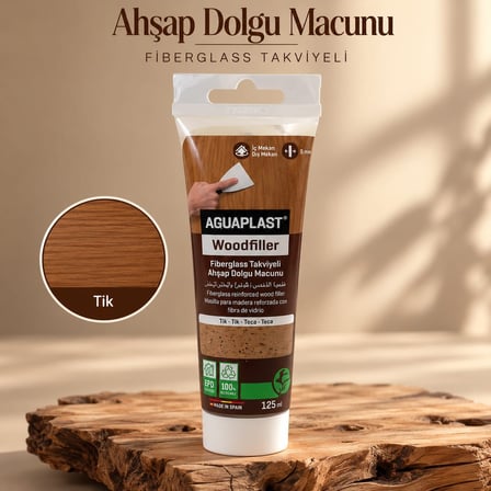 Ahşap Tamir Macunu TİK AĞACI Parke Mobilya Masa Dolgu Çatlak Çizik Giderici Fiberglas 125 ML