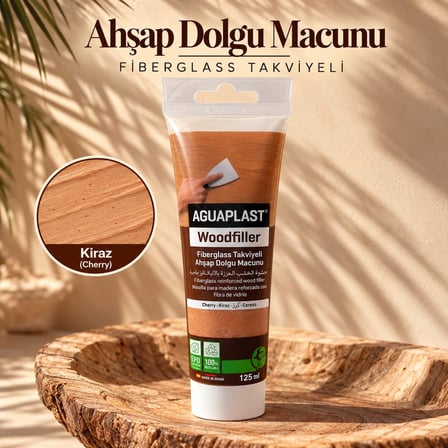 Ahşap Tamir Macunu KİRAZ Parke Mobilya Masa Dolgu Çatlak Çizik Giderici Fiberglas 125 ML