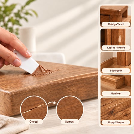 Ahşap Tamir Macunu KİRAZ Parke Mobilya Masa Dolgu Çatlak Çizik Giderici Fiberglas 125 ML