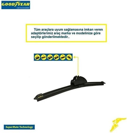 GOODYEAR SİLECEK SÜPÜRGESİ ÖN MUZ TİPİ Super-Mute VOLKSWAGEN POLO 6R1-6C1 2009- (600mm+400mm)