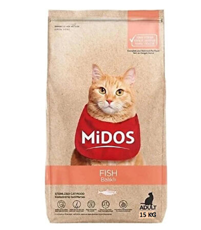 MİDOS Yetişkin Kısırlaştırılmış Balıklı Kedi Maması 15 Kg