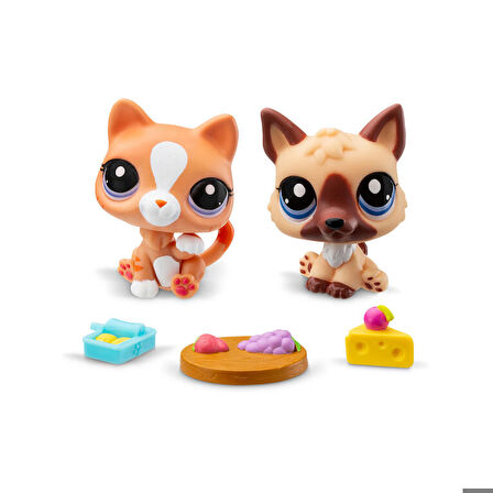 Hasbro Littlest Petshop Figür Minişler 2'li Paket Hayvanlar Kahverengi Kedi-Köpek 00506 (KOLİ İTEMİ S00005264)