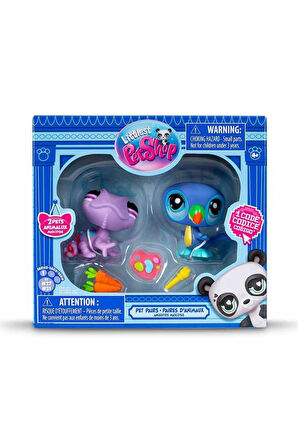 Hasbro Littlest Petshop Figür Minişler 2'li Paket Hayvanlar Mor Bukalemun-Papağan 00507 (KOLİ İTEMİ S00005264)