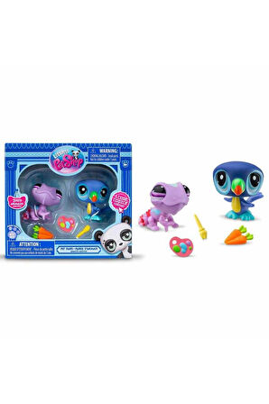 Hasbro Littlest Petshop Figür Minişler 2'li Paket Hayvanlar Mor Bukalemun-Papağan 00507 (KOLİ İTEMİ S00005264)