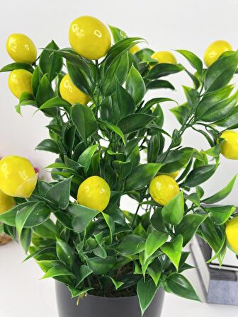 Yapay Çiçek Limon Ağacı Siyah Saksıda Limon 30cm 