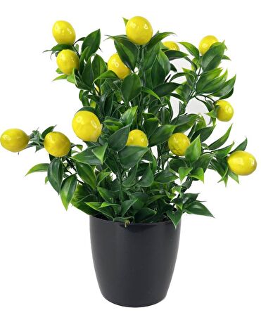 Yapay Çiçek Limon Ağacı Siyah Saksıda Limon 30cm 