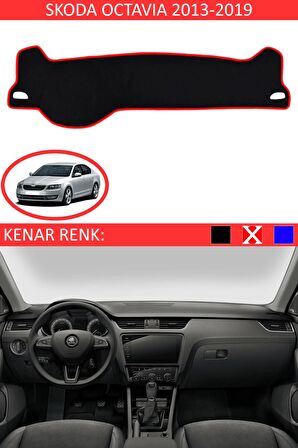 GUERRINO Torpido Koruma Halısı Siyah Kenar Renk Kırmızı Skoda Octavia 2013-2019 ile Uyumlu