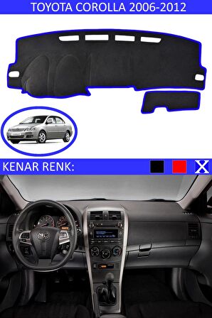 GUERRINO Torpido Koruma Halısı Siyah Kenar Renk Mavi Toyota Coralla 2006-2012 ile Uyumlu