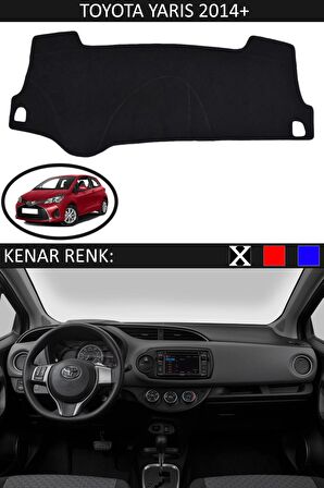 GUERRINO Torpido Koruma Halısı Siyah Kenar Renk Siyah Toyota Yaris 2014 + ile Uyumlu