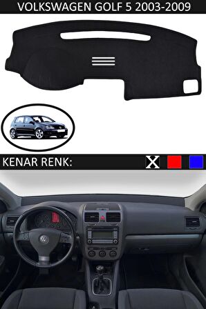GUERRINO Torpido Koruma Halısı Siyah Kenar Renk Siyah Volkswagen Golf 5 2003-2009 ile Uyumlu