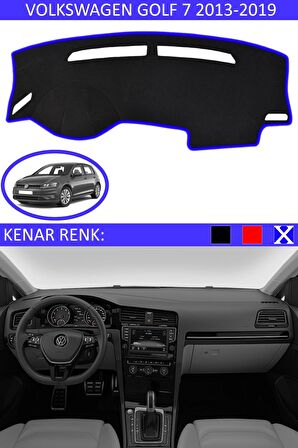 GUERRINO Torpido Koruma Halısı Siyah Kenar Renk Mavi Volkswagen Golf 7 2013-2019 ile Uyumlu