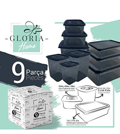 9 Parça Saklama Kabı Erzak Bakliyat Kabı Kahvaltılık Çeyiz Seti PP5 BPA Free