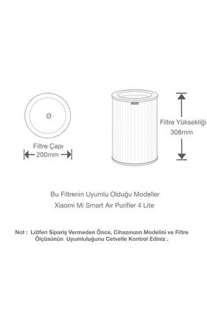 Xiaomi Smart Air Purifier 4 Lite Filtre, Uyumlu Hava Temizleyici Filtresi