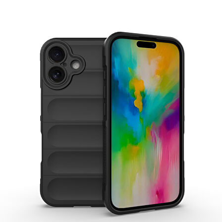 iPhone 16 Kılıf Esnek TPU Oyuklu Arka Yüzey Tasarımlı Etnik Silikon Kapak