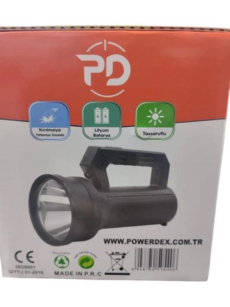 Powerdex PD-4700 Profesyonel El Feneri | 30W – 3000 Lümen – 9600 Mah – Metal Kasa – Powerbank – Dijital Göstergeli