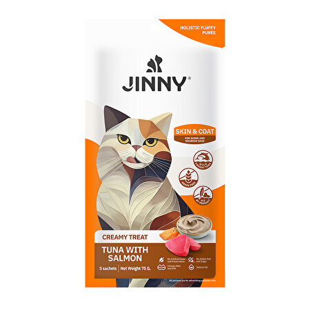 Jinny Somonlu ve Ton Balıklı Tüy Yapısını Destekleyen Creamy Kedi Ödülü 5x15 Gr