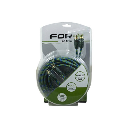 FOR-X X-1122G-5 METRE KALİTELİ PROFESYONEL-BAKIR RCA ANFİ KABLOSU
